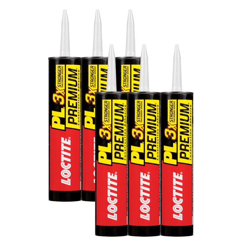 Loctite PL Premium Polyurethane Construction Adhesive, 10 fl oz Cartridge, 6 Pack - Versatile Construction Glue for Wood, Concrete, Stone, Metal & More - Image 1