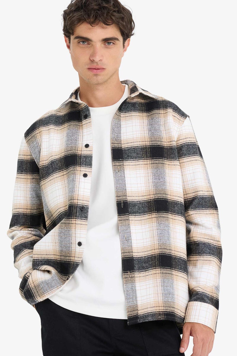 DeFacto Beige Man Regular Fit Long Sleeve Shirt Casual - Image 1