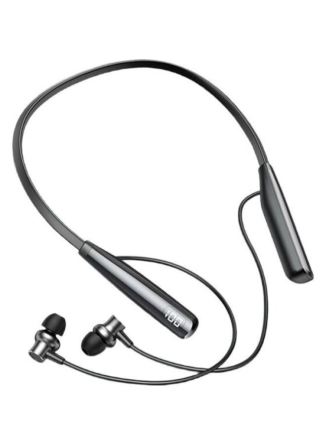 Orange Bluetooth Earphones Neck Hanging Wireless Sports Running Long Battery Life In-Ear Waterproof Sweat-Proof Suitable For Apple Huawei Oppo Xiaomi Vivo Black - Image 2