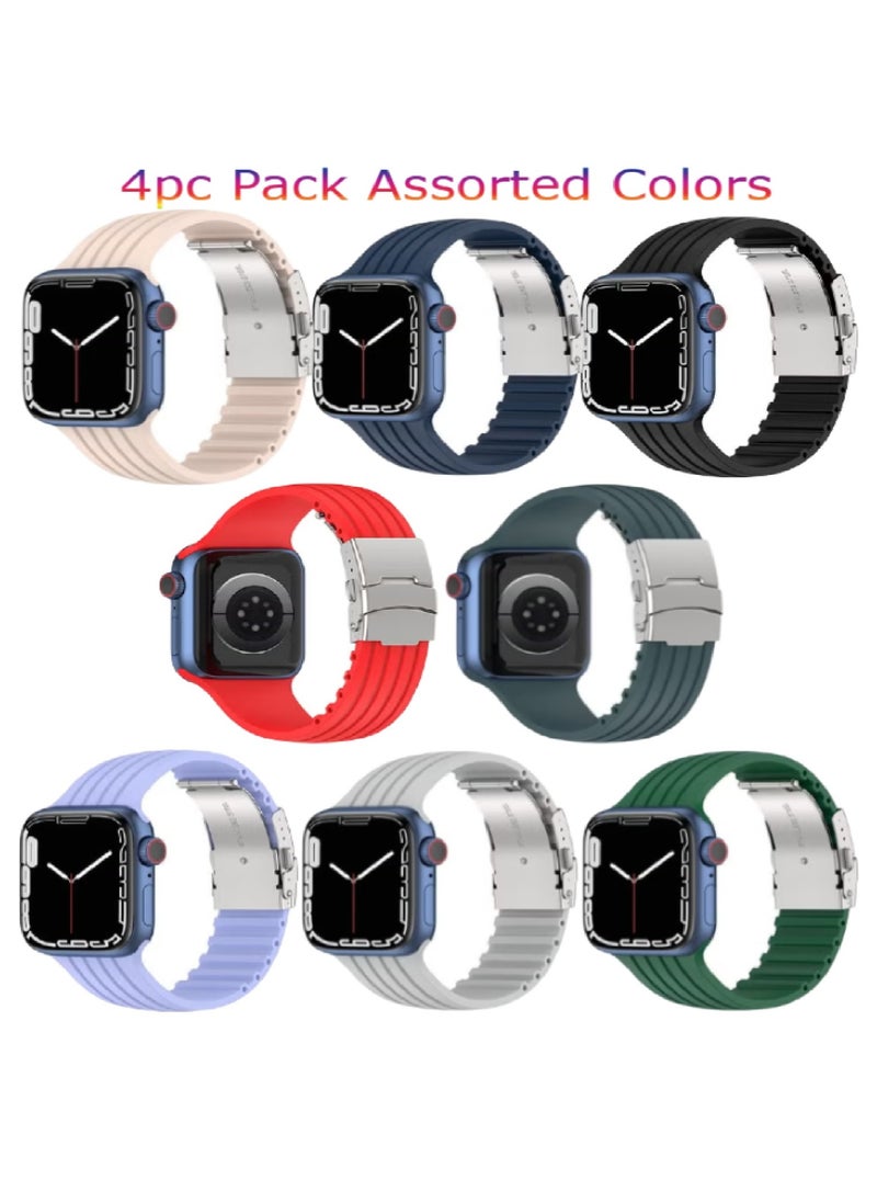 TWEGGON 4pc Pack Replacement Strap Silicone Band for Apple Watch 46mm/45mm/44mm/49mm  - Image 1