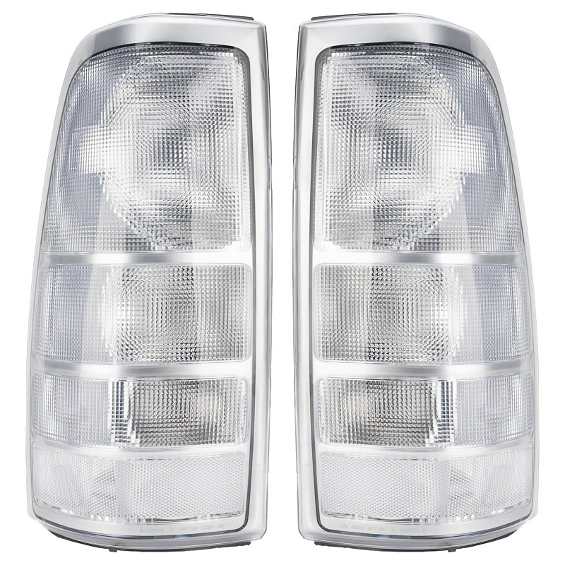 MiKaFex Tail Light Assembly Compatible With 19992002 Chevy Silverado 1500 2500 3500 19992006 GMC Sierra Driver and Passenger Side Rear Brake Lamps With BulbChrome HousingWhite Clear Lens