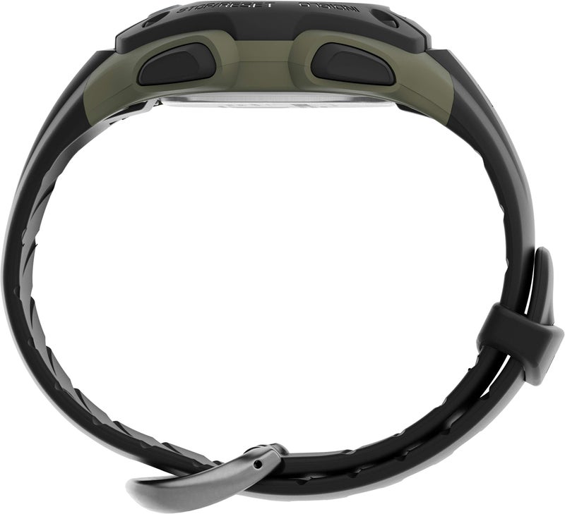 Timex Men's Ironman Triathlon Classic 30 38mm Resin Strap Watch â€“ Green Case Black Top Ring with Black Resin Strap - Image 2