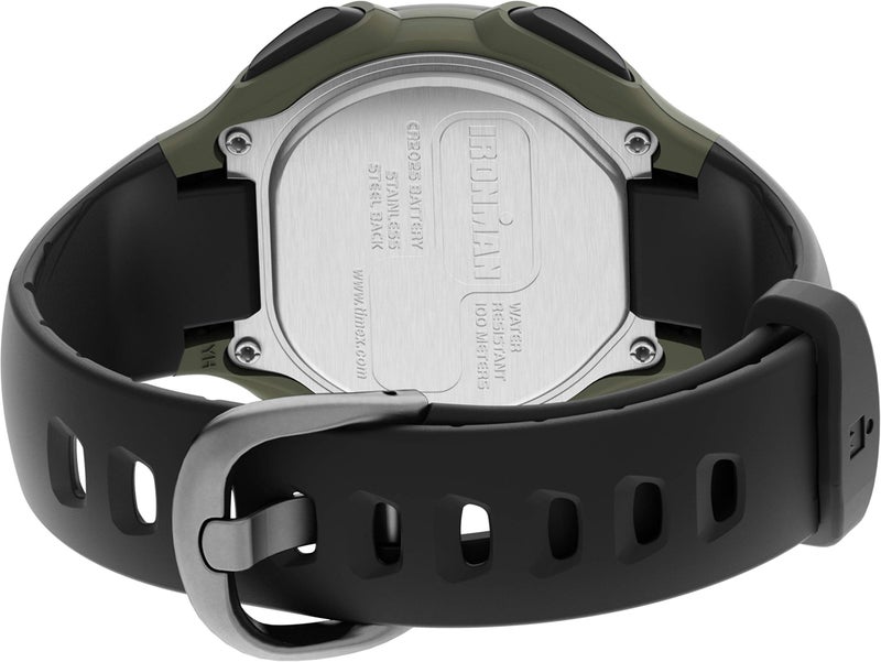 Timex Men's Ironman Triathlon Classic 30 38mm Resin Strap Watch â€“ Green Case Black Top Ring with Black Resin Strap - Image 5