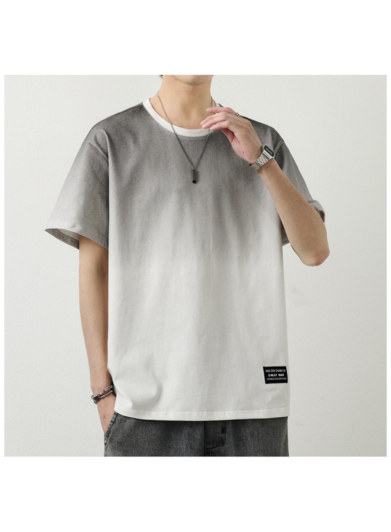 Fashionable Men's Round Neck Gradient Color Bottom T-shirt  - Image 1