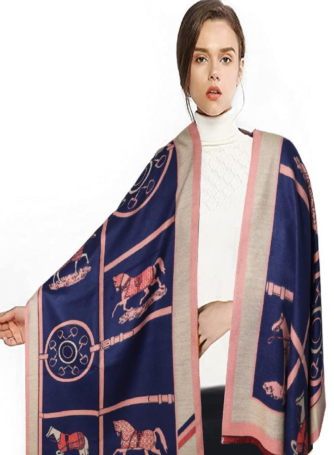 EXTREE Scarfs for Women Pashmina Silky Shawl Wrap for Evening Dressing Horse Scarf Blanket Open Front Poncho Cape - Image 2
