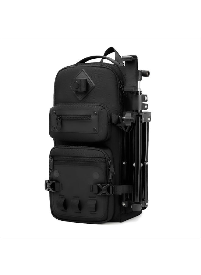 OZUKO Multipurpose Sling Bag for Men, Large Capacity Crossbody Shoulder Bag Waterproof Sling Chest Backpack with Tripod Holder Fit for Outdoor Travel Photography (Black) - Image 1