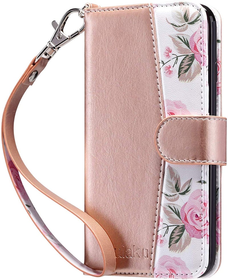 ULAK Compatible with iPhone XR Wallet Case for Women, Premium PU Leather Folio Flip Case with Card Holders Kickstand, Shockproof Protective Phone Cover 6.1 inch, Rose Gold - Image 1