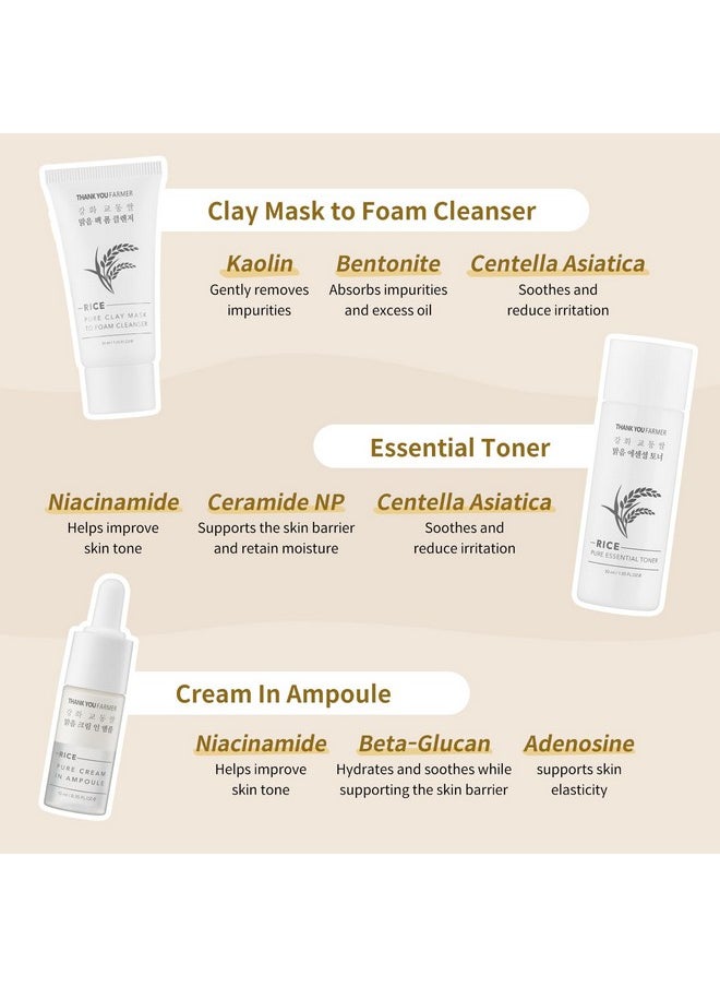 THANKYOU FARMER THANKYOU FARMER Rice Pure Glow Travel Kit, Mini Size Cleanser(1.05 fl oz), Mini Size Toner(1.05 fl oz), Mini Size Ampoule(0.35 fl oz)  - Image 4