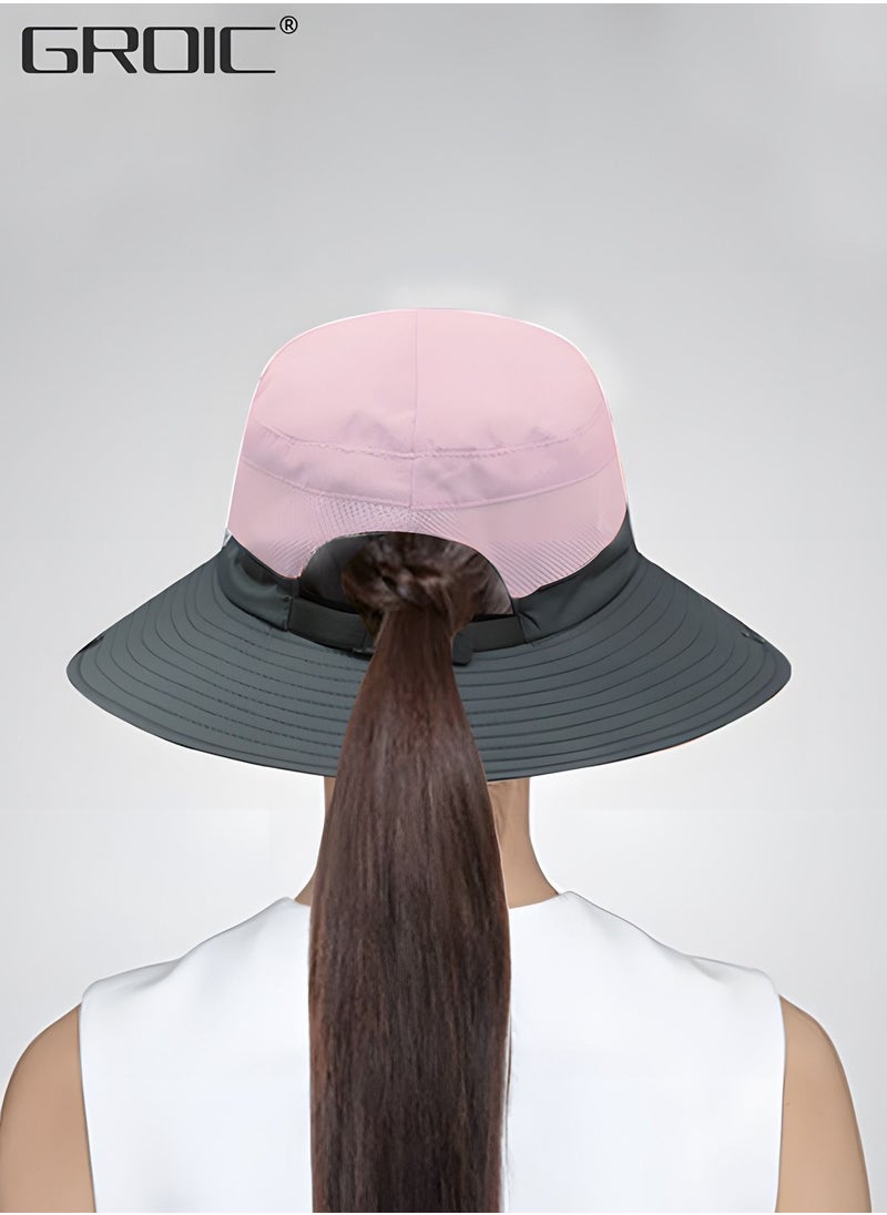 GROIC Sun Hat Sunscreen Sleeves, Waterproof Wide-brimmed Fisherman UV Protection Hat, Fishing Protective Suit, Outdoor Sports Suit,Fishing with Ponytail-Hole  - Image 2