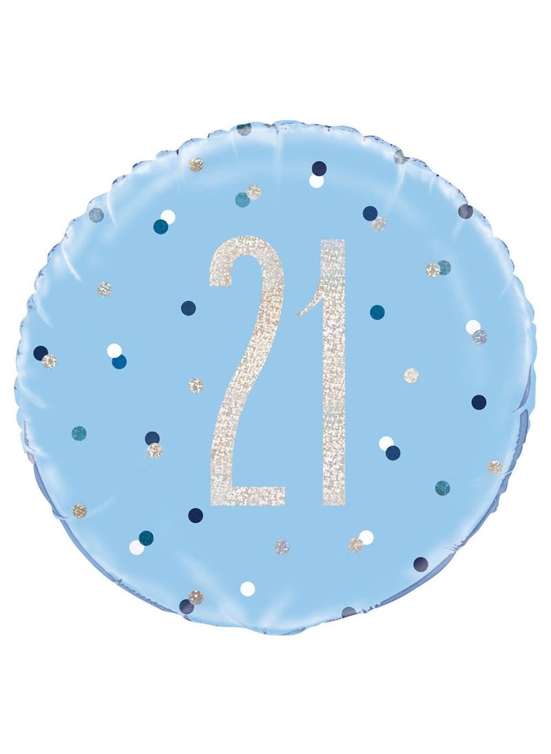 يونيك بالون عيد ميلاد 21 عامًا من رقائق الفضة الزرقاء 45 سم