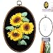 FONNUY Ribbon Embroidery 3D Flowers Pattern Design Kit Embroidery DIY Handwork Set Oval Home Decoration Sunflower - Image 2