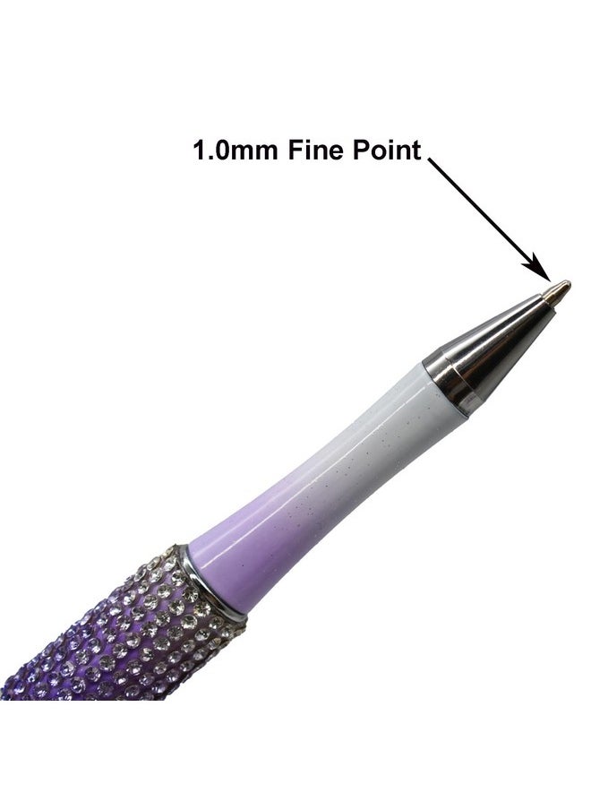 Maydahui - 12 Pcs Gradient Diamond Beadable Ballpoint Pens Retractable Bling Bead Pen Plastic Diy Gem Pens Cool Shaft Beaded Pen Black Ink For Diy Making School Party Office (Beads Not Included) - Image 1
