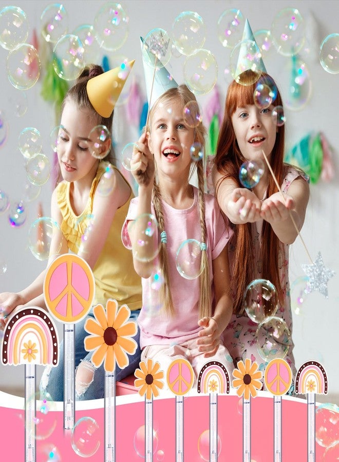 Seenelling 24 Pcs Groovy Hippie Mini Bubble Wand for Kids Boho Rainbow Daisy Peace Sign Bubble Party Favors Assortment Toys for Girls Boys Celebration Birthday Goodie Bag Stuffers Summer Outdoor Gifts - Image 4