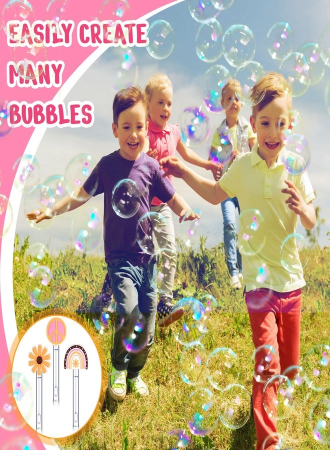 Seenelling 24 Pcs Groovy Hippie Mini Bubble Wand for Kids Boho Rainbow Daisy Peace Sign Bubble Party Favors Assortment Toys for Girls Boys Celebration Birthday Goodie Bag Stuffers Summer Outdoor Gifts - Image 3