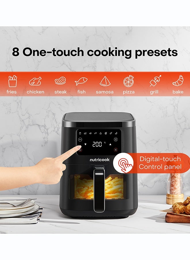 nutricook Air Fryer Slim 6L/ 1KG Capacity, Extra Large Basket, Space-Saving Slim Design, Air Fry, Bake & Reheat, 8 Cooking Programs, Clear Window & Light, NC-AFS150V, Black, 2000W, 2-Year Warranty 6 L 2000 W AFS150V black - Image 3