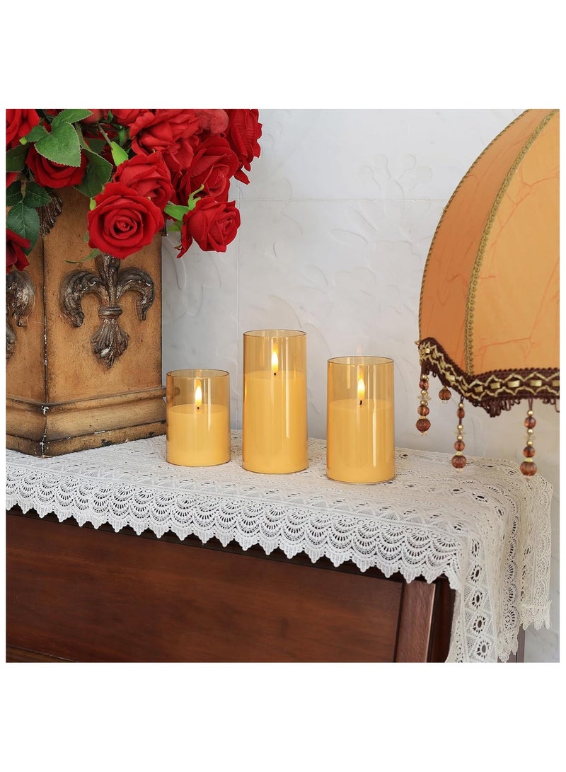 Battery Operated LED Candles - Realistic Acrylic Flickering Flameless with Remote Timer, Gold Pillar Electric for Home Decor, Wedding, Party, Holiday Festival, Set of 3  - Image 3