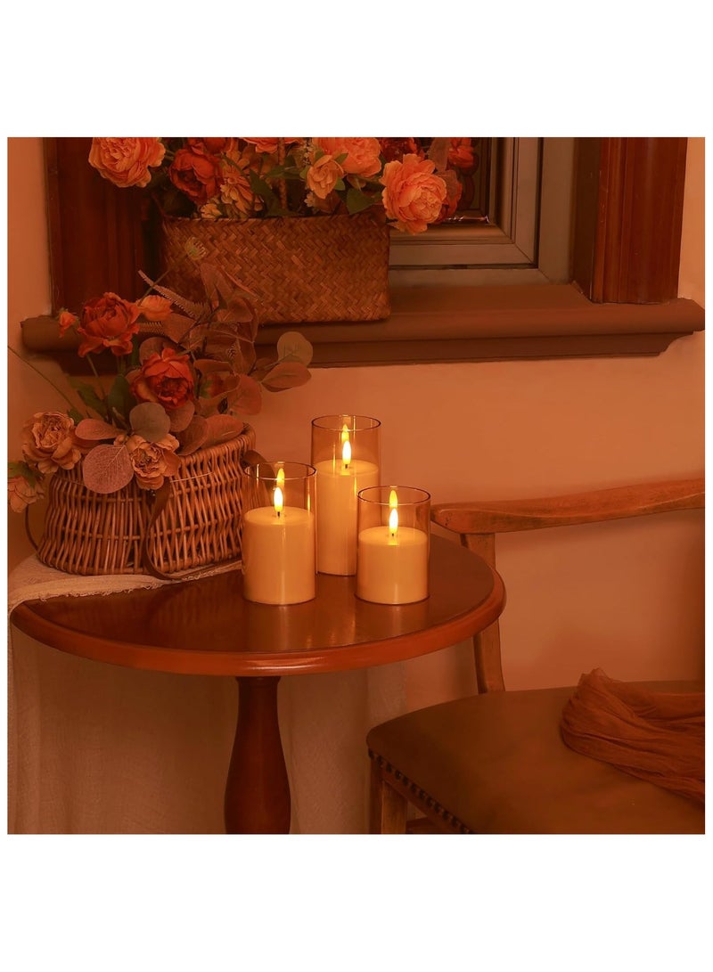 Battery Operated LED Candles - Realistic Acrylic Flickering Flameless with Remote Timer, Gold Pillar Electric for Home Decor, Wedding, Party, Holiday Festival, Set of 3  - Image 4