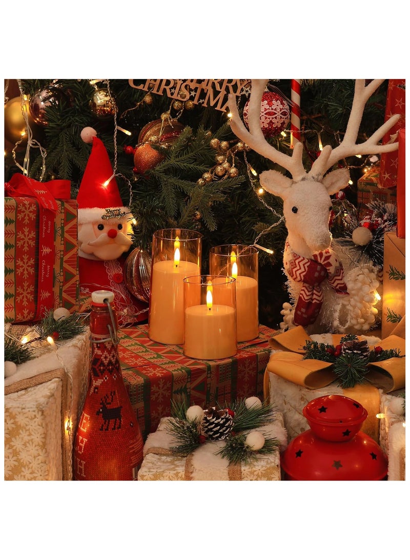 Battery Operated LED Candles - Realistic Acrylic Flickering Flameless with Remote Timer, Gold Pillar Electric for Home Decor, Wedding, Party, Holiday Festival, Set of 3  - Image 5