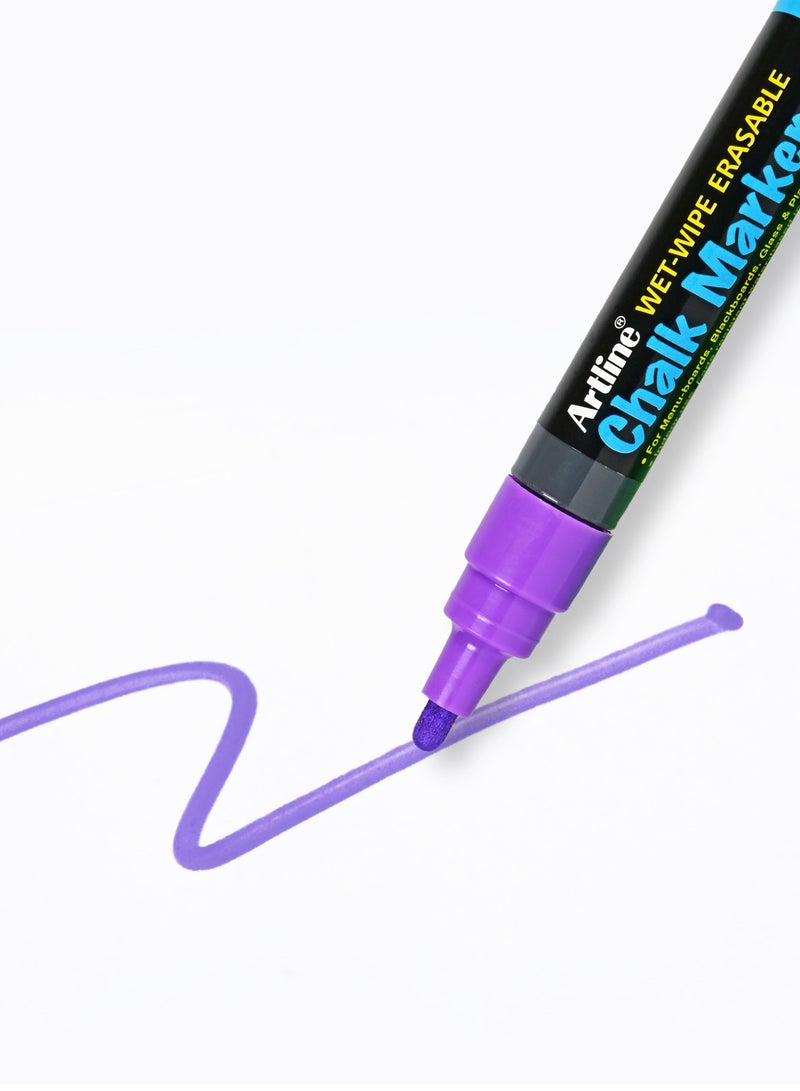 Artline 12 Pieces EPW4 Chalk Marker, Line 4.0mm, Wet Wipe Eresable, Color:Purple-ARMKEPW-4PU - Image 1