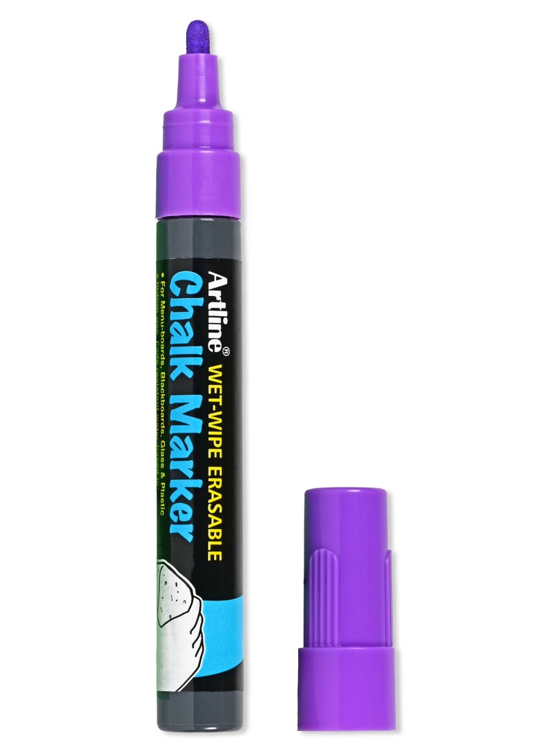 Artline 12 Pieces EPW4 Chalk Marker, Line 4.0mm, Wet Wipe Eresable, Color:Purple-ARMKEPW-4PU - Image 3