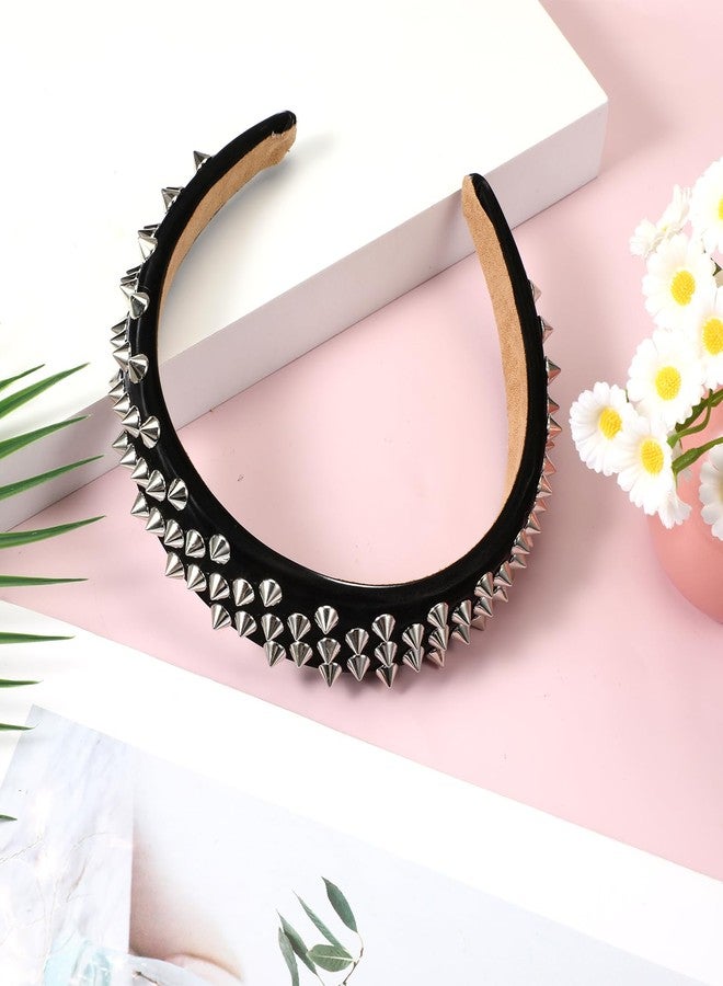 IANFAN Spiked Headband, Punk Studded Rivet Rock Hair Hoop For Women, Gothic Black Spiked Headpiece - Image 5