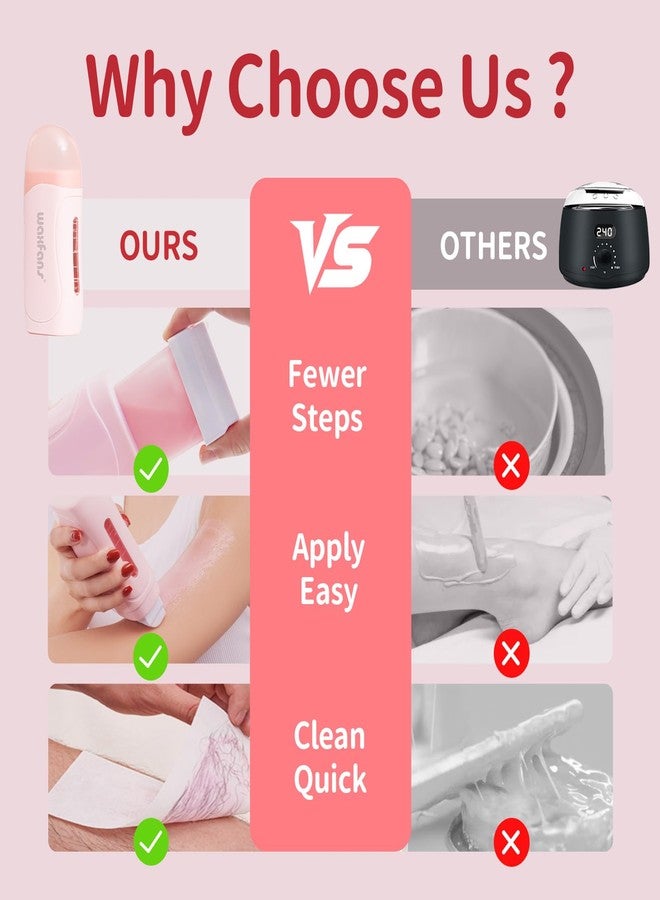 waxfans Wax Roller Kit- Easy Use Roll on Wax Kit with 4-6 Weeks Smooth Skin,Hair Remover for Larger Areas of the Body, Beginner-Friendly,with 50 Pcs Strips and 2 wax roller (Honey) - Image 3