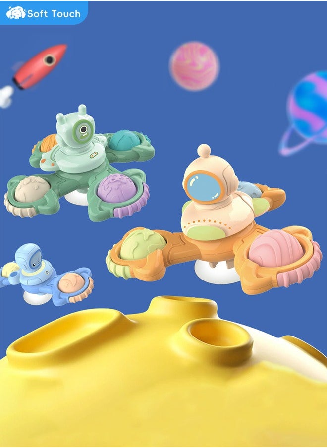 Soft Touch 3 Pcs Baby Spinner Toys Toddlers Sensory Toys Bath Toys for Toddlers Baby Suction Cup Spinner Toddler Suction Spinner Toy  - Image 1
