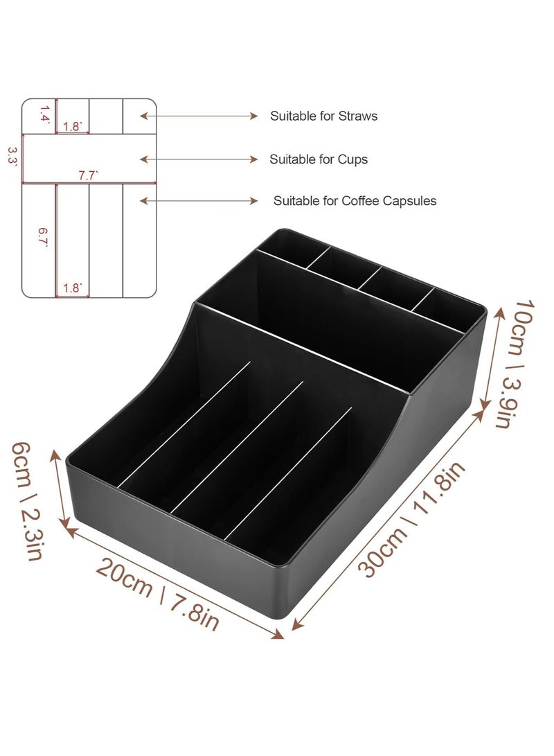 منظم محطة القهوة للكونتر، صندوق تخزين متعدد الوظائف لإكسسوارات ركن القهوة وحامل تخزين الشفاطات - Image 2