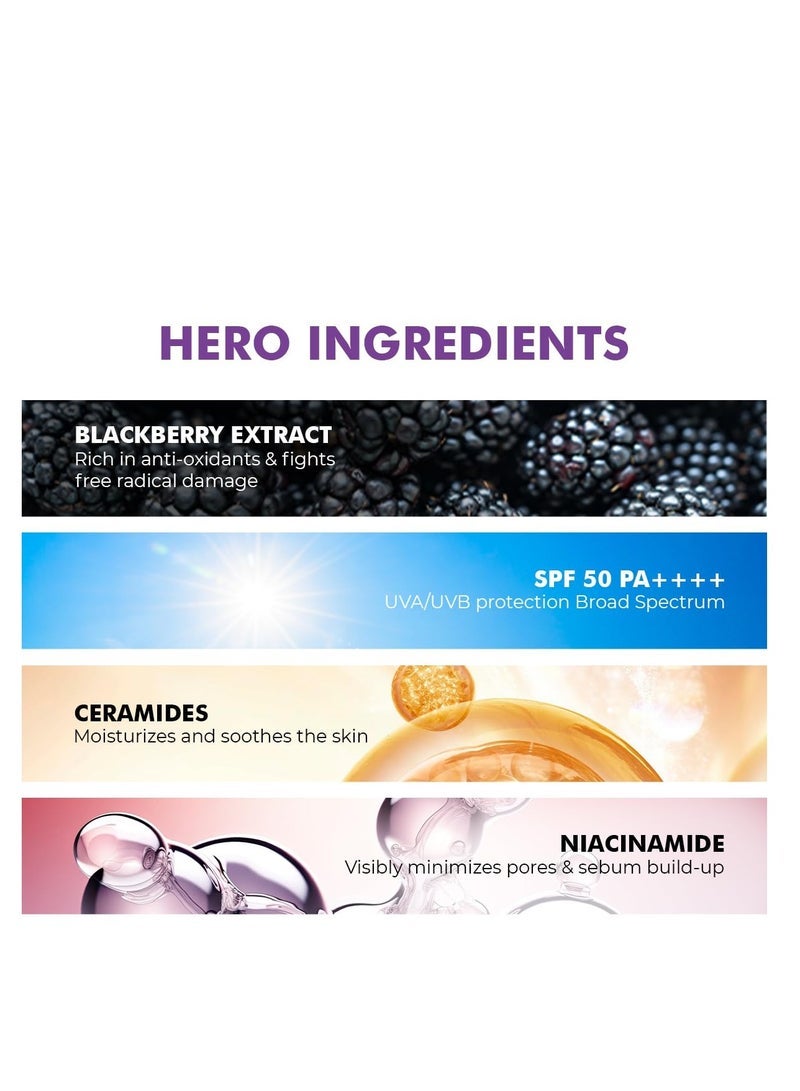 كيميائي واعي واقي من الشمس Conscious ChemistÂ® SPF 50 PA ++++ | 20 جرام | للبشرة الدهنية ، جل واقي من الشمس ، واقي من الشمس نياسيناميد بخلاصة التوت الأسود ، هجين خفيف الوزن ، مقاوم للماء ، جميع أنواع البشرة - بيري برايت - Image 5