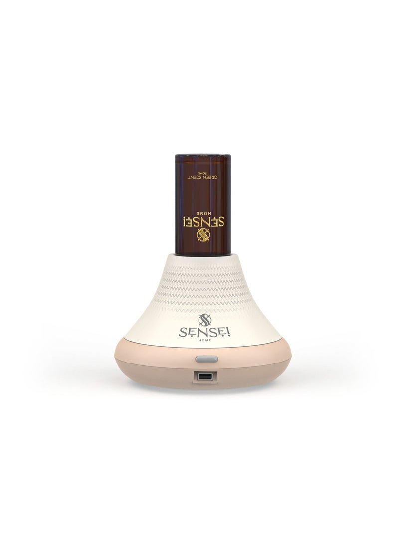 SENSEI Mino Diffuser and Diffuser Oil (Green Scent), tabletop aroma diffuser for room, desk, office and reception. Comes with free Green Scent oil included. Notes of green tea, mint and amber. - Image 3