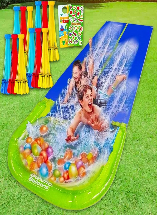 Zuru Water Slide Wipeout and Balloons Set - Bundle with 2 Lane Water Slide Wipeout Plus 5 Bunches of Rapid-Filling Self-Sealing Water Balloons for Kids, Boys, Girls | Summer Outdoor Playset - Image 1