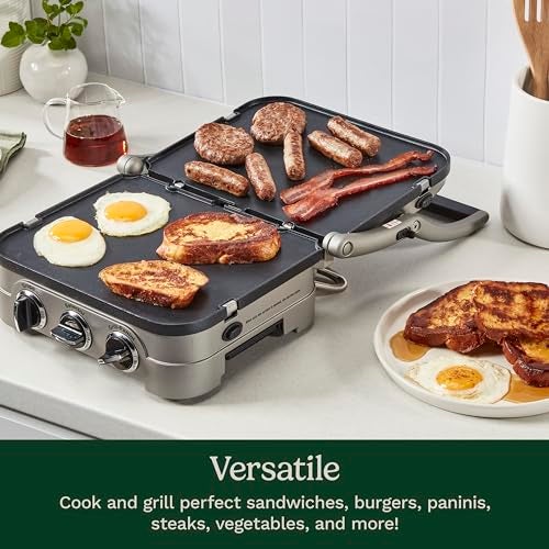 Cuisinart Griddler Indoor Grill, Panini Press, Sandwich Maker & More, 5-in-1 Grilling, Dishwasher-Safe Nonstick Cooking Plates, GR-4NP1, Stainless Steel - Image 3