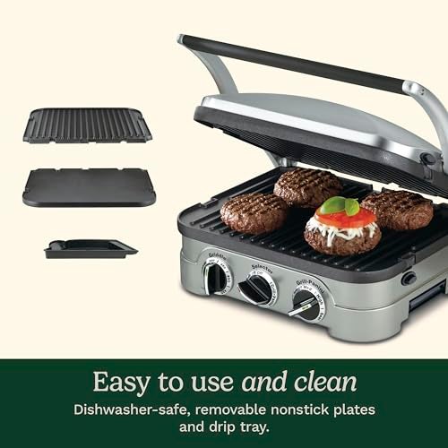 Cuisinart Griddler Indoor Grill, Panini Press, Sandwich Maker & More, 5-in-1 Grilling, Dishwasher-Safe Nonstick Cooking Plates, GR-4NP1, Stainless Steel - Image 5
