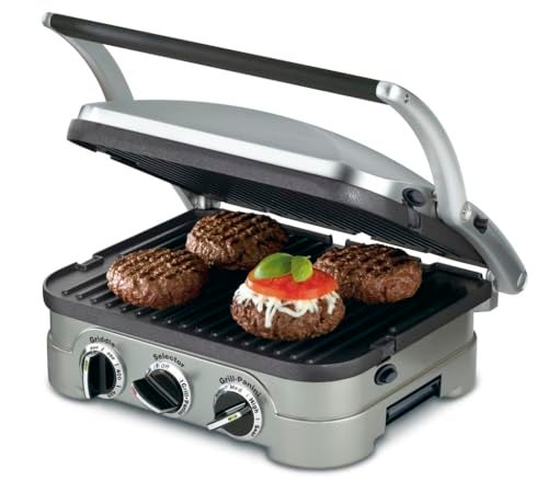 Cuisinart Griddler Indoor Grill, Panini Press, Sandwich Maker & More, 5-in-1 Grilling, Dishwasher-Safe Nonstick Cooking Plates, GR-4NP1, Stainless Steel - Image 1