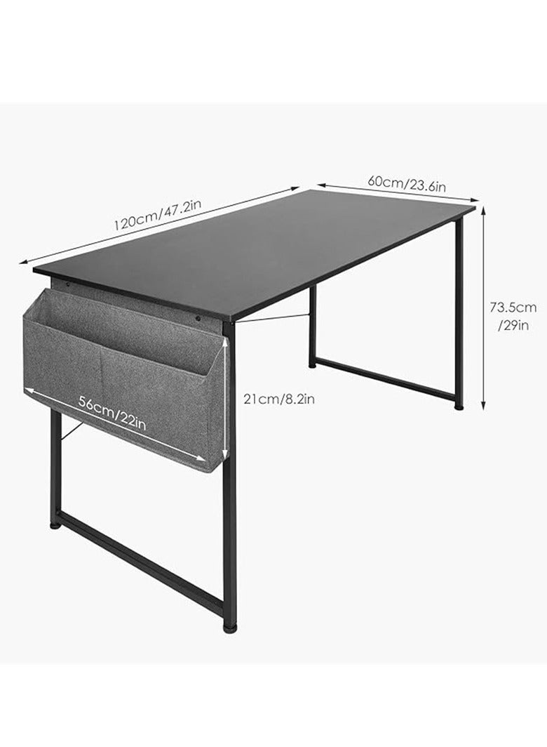 Generic Modern Computer Desk Sturdy Office Desk Simple Writing Desk Study Table with Storage Bag and Hook for Home Office Bedroom Living Room PC Laptop Notebook Table (100*50cm, Black) - Image 3