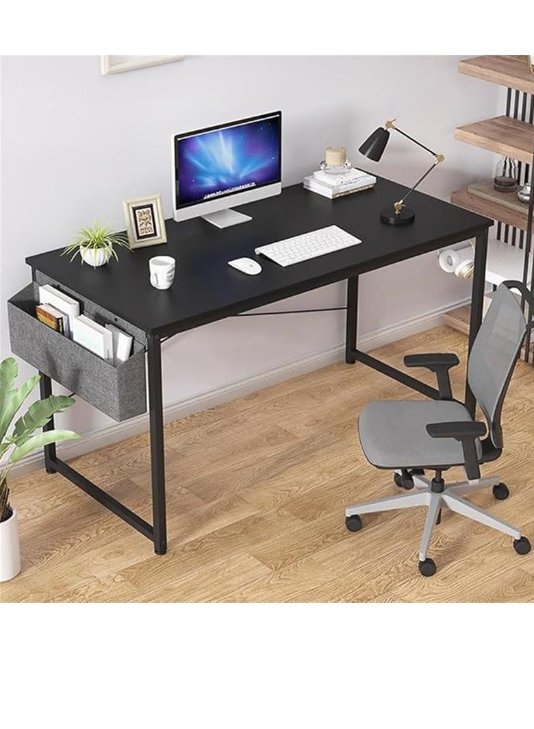 Generic Modern Computer Desk Sturdy Office Desk Simple Writing Desk Study Table with Storage Bag and Hook for Home Office Bedroom Living Room PC Laptop Notebook Table (100*50cm, Black) - Image 5