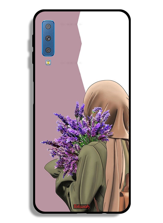 Tolwak Samsung Galaxy A7 (2018) Protective Case Cover Holding Flower - Image 1