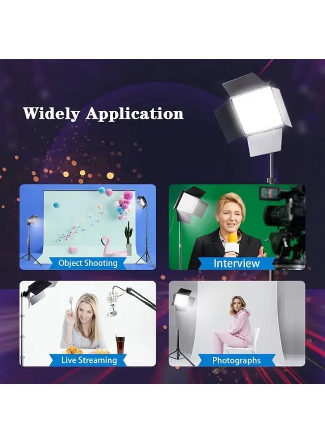 Black 63 Inch Studio Lighting Kit With Tripod Dimmable LED Fill Light For Photography Video Recording - Image 5