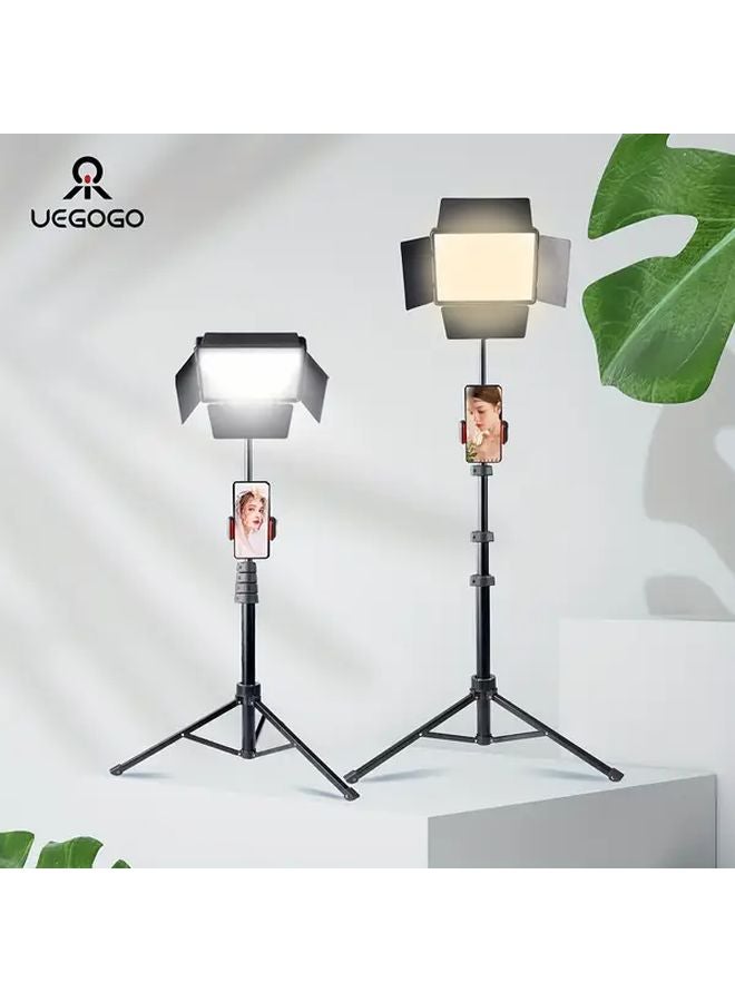 Black 63 Inch Studio Lighting Kit With Tripod Dimmable LED Fill Light For Photography Video Recording - Image 2