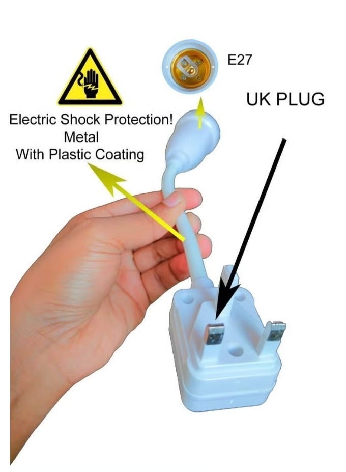 محول مقبس إضاءة 360 درجة، حامل مصباح E26/E27 مع مفتاح تشغيل/إيقاف لمصابيح المكتب، محول مقبس مصباح التيار المتردد - Image 4