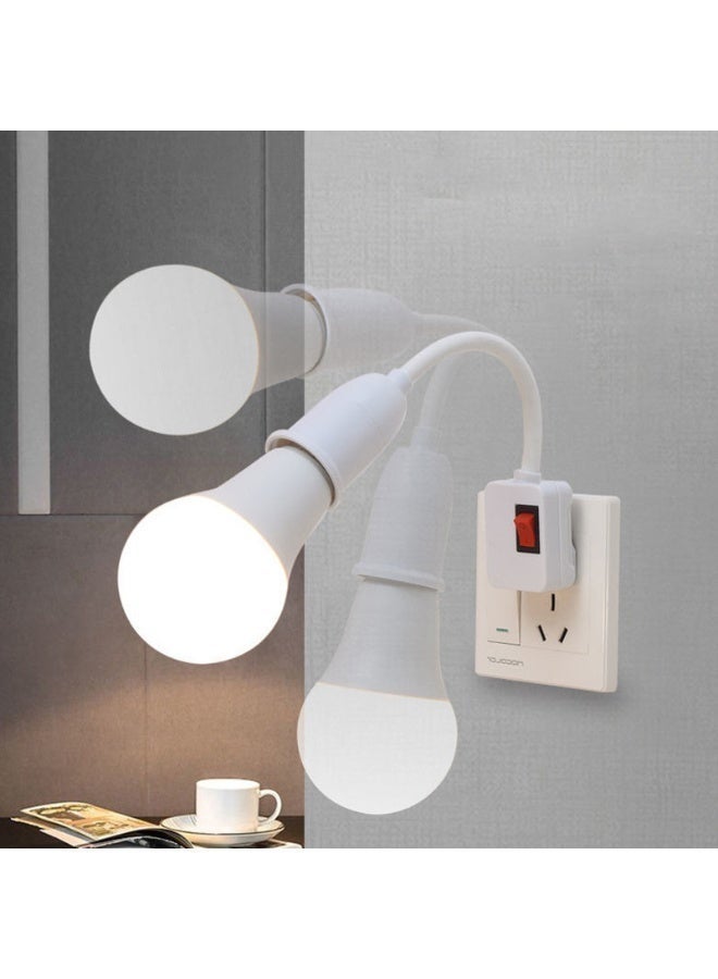 محول مقبس إضاءة 360 درجة، حامل مصباح E26/E27 مع مفتاح تشغيل/إيقاف لمصابيح المكتب، محول مقبس مصباح التيار المتردد - Image 3