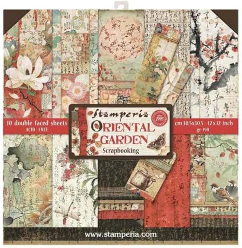 Stamperia International KFT Paper Sheets - Oriental Garden, 30.5 x 30.5 (12" x 12"), Multicoloured - Image 1