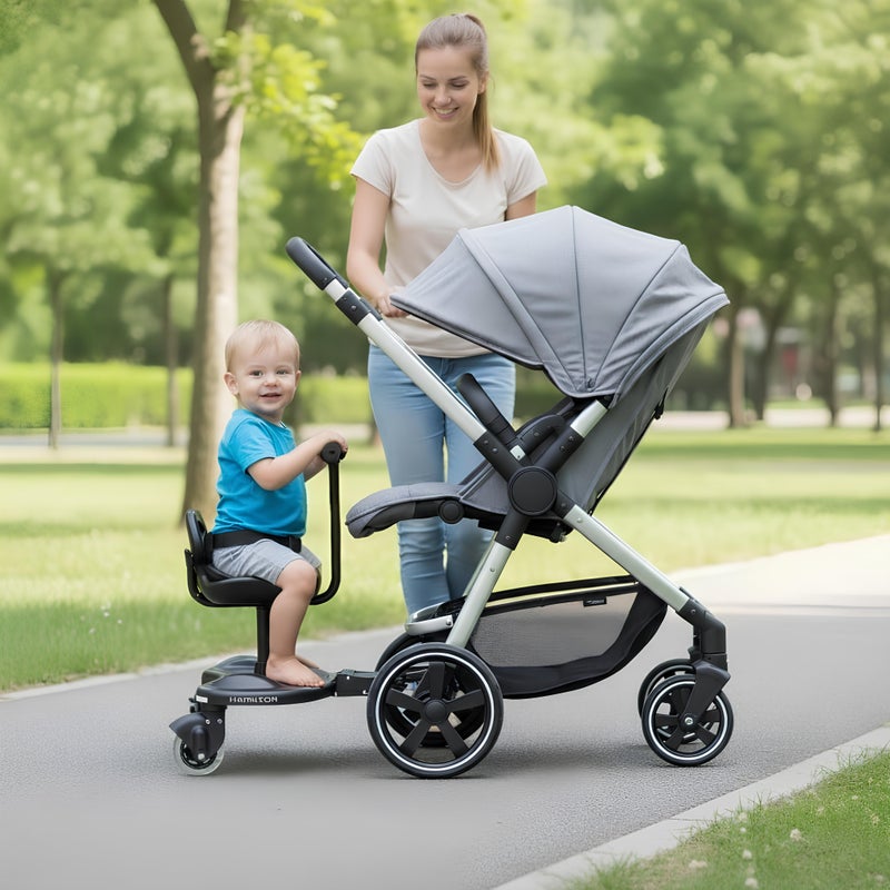 Hamilton Universal Wheeled Board Buggy Board with Removable Seat Easy to Assemble Stroller Attachment for Toddlers Up to 20kg Capacity - Image 4