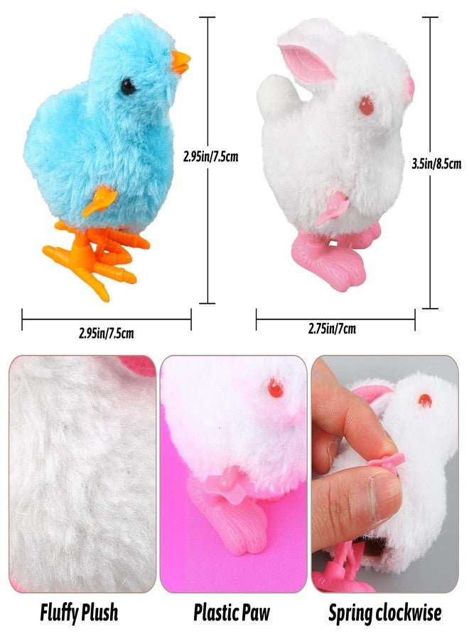 FOIMAS Easter Wind Up Toys,6 Pack Plush Bunny Chick Jumping Toy for Kids Easter Basket Stuffers Party Favor Supply - Image 2
