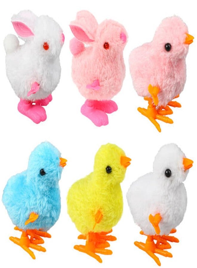 FOIMAS Easter Wind Up Toys,6 Pack Plush Bunny Chick Jumping Toy for Kids Easter Basket Stuffers Party Favor Supply - Image 1