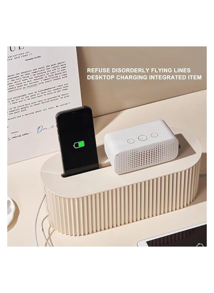 erorex Cable Organizer Box, Easy to Use Cable Box Socket Cord Manager, Dustproof Cable Hider Box with Lid, Fashionable Power Strip Box, Suitable for Home Office, Charger, Electronics (Grey)  - Image 3