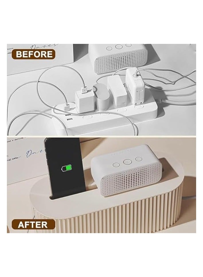 erorex Cable Organizer Box, Easy to Use Cable Box Socket Cord Manager, Dustproof Cable Hider Box with Lid, Fashionable Power Strip Box, Suitable for Home Office, Charger, Electronics (Grey)  - Image 2