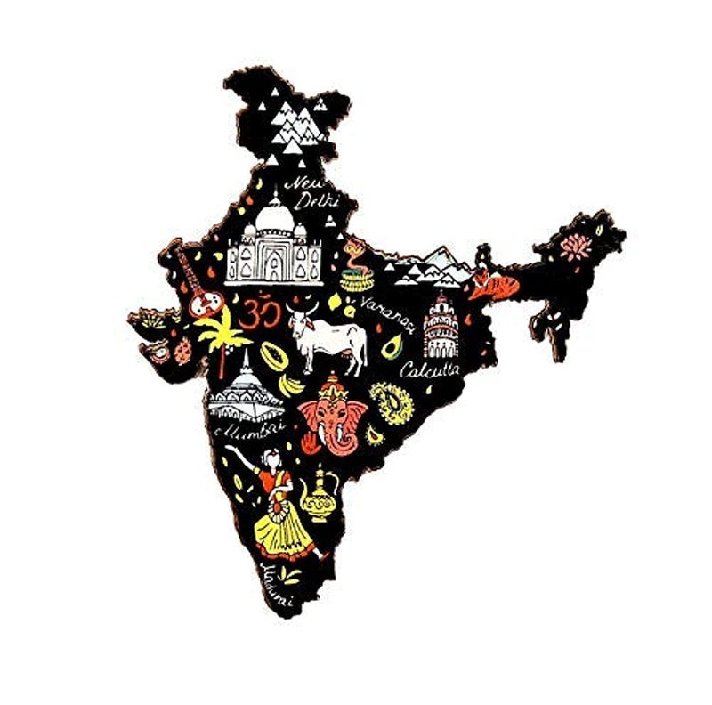 Skywalk India Souvenir Wooden Fridge Magnet (Black), 1 Set - Image 5