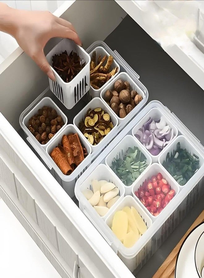 RANIC Plastic Fridge Storage Boxes Freezer Storage Containers, Container For Kitchen Storage Set, Storage In Kitchen, Vegetable Storage,Refrigerator Food Box (6 Grid) - Image 5