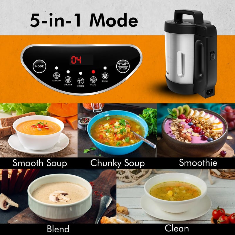 Wipro Elato FSM201 Soup Maker 12 Litres Automatic Blending Heating7 Preset Cooking Functions including Saute function 100 Pure Copper Motor 2 Years Warranty - Image 5